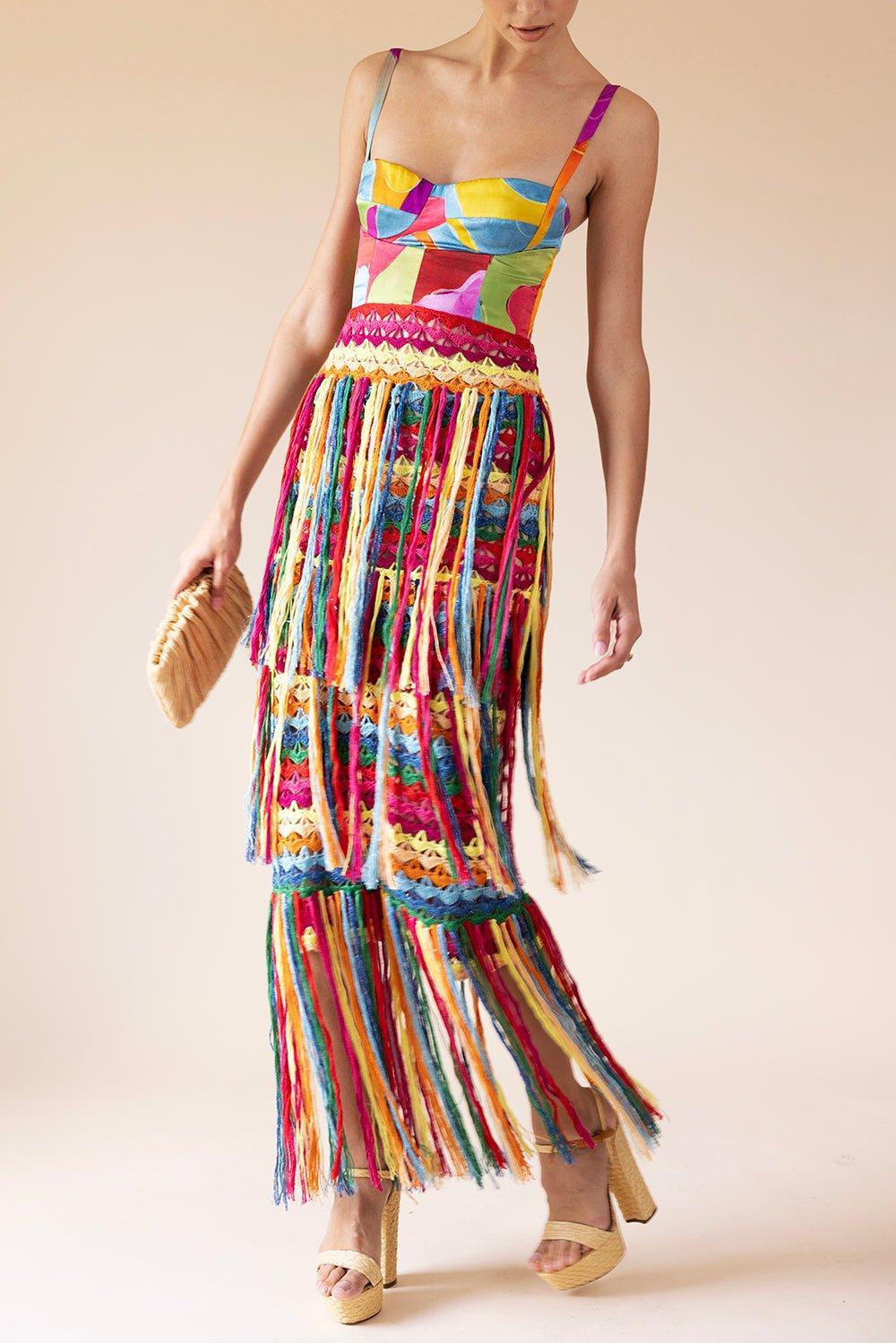 ALEJANDRA ALONSO ROJAS-Fringe Trim Gown-