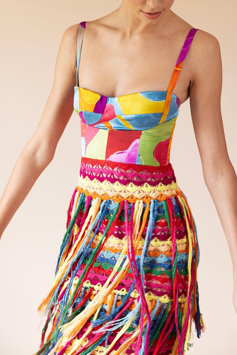 ALEJANDRA ALONSO ROJAS-Fringe Trim Gown-