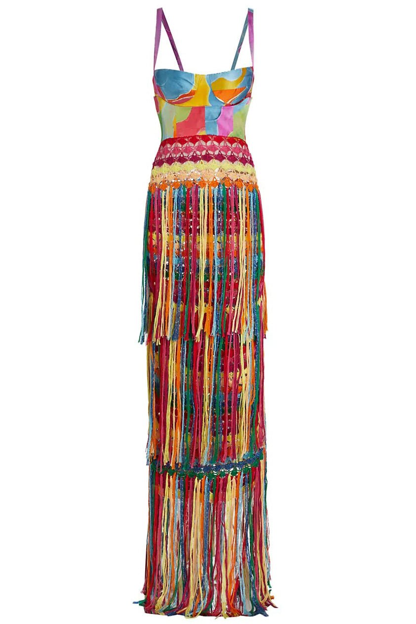 ALEJANDRA ALONSO ROJAS-Fringe Trim Gown-