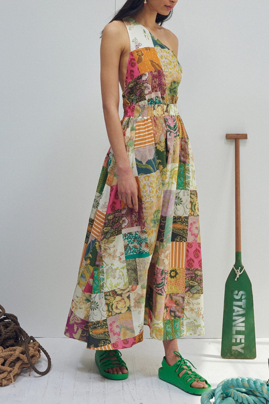 ALEMAIS-Hattie One Shoulder Midi Dress-