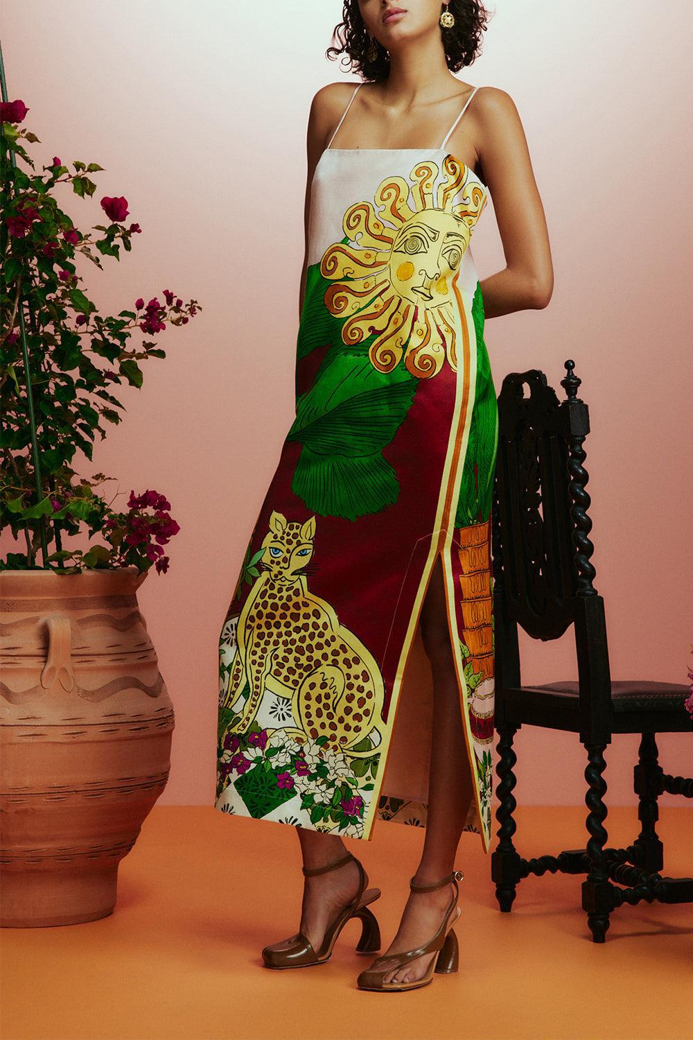 ALEMAIS-Tiger Slip Dress-
