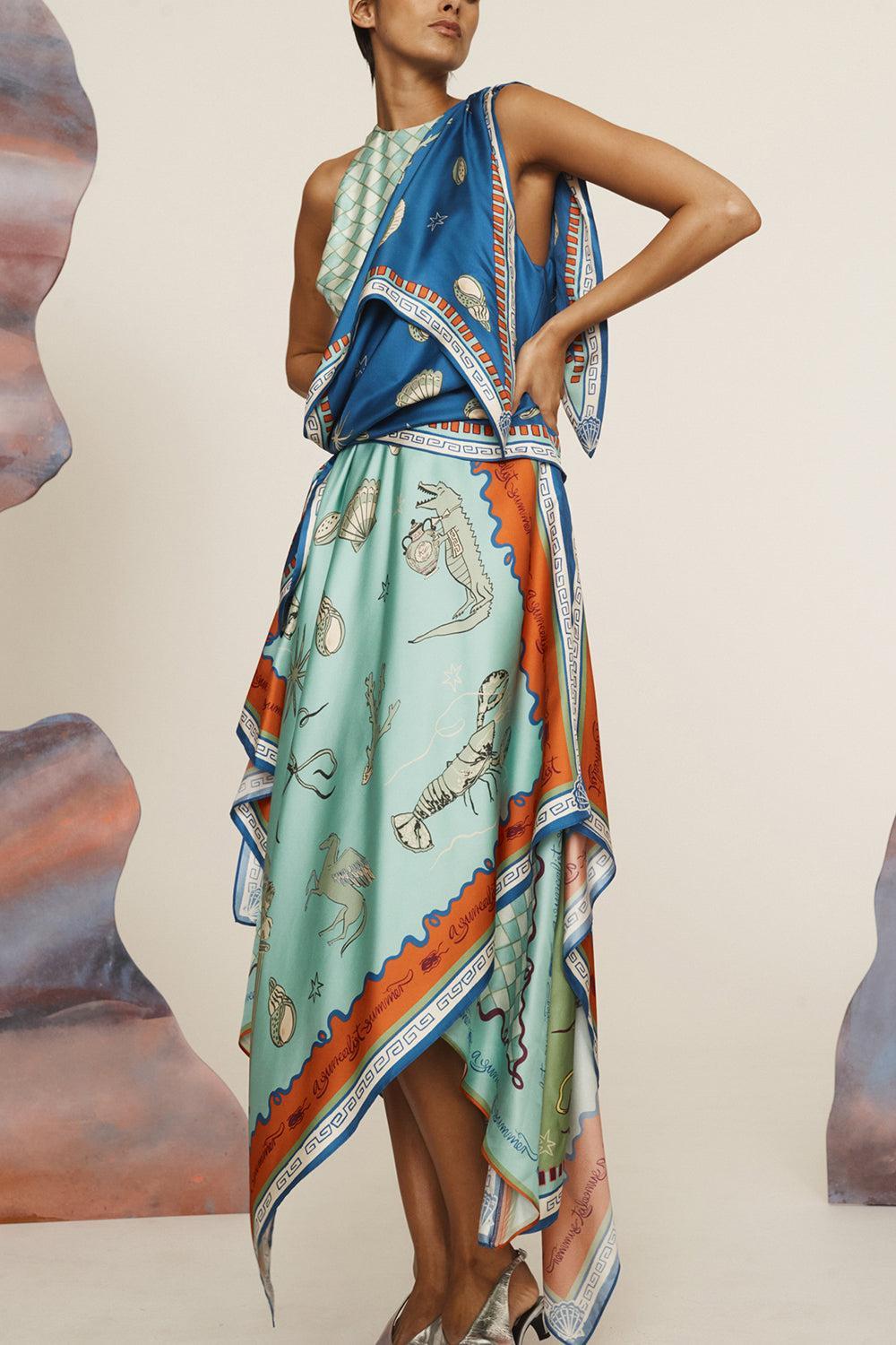 Surrealist Summer Scarf Dress-MULTI-4-CLOTHINGDRESSCASUAL-ALEMAIS
