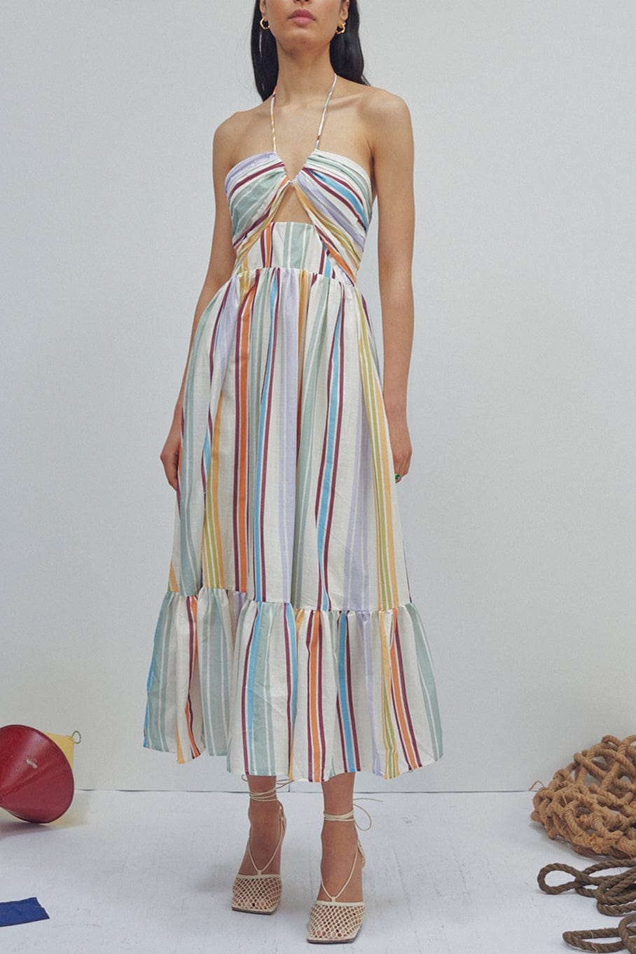 ALEMAIS-Axum Tuck Front Midi Dress-