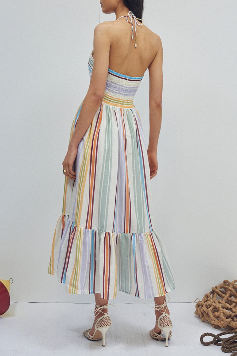 ALEMAIS-Axum Tuck Front Midi Dress-