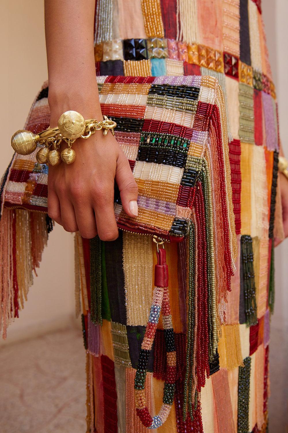 Marjorelle Bead Tassel Clutch-GEOMTRC-HANDBAGCLUTCHES-ALEMAIS