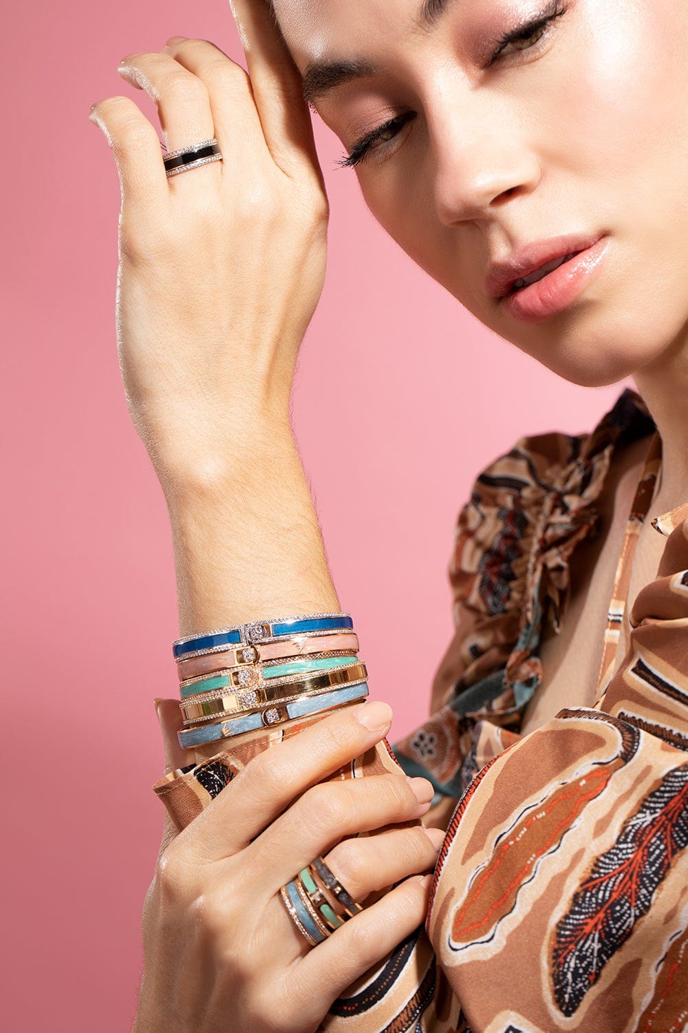 ALESSA JEWELRY-Paraiba Spectrum Border Bracelet-ROSE GOLD