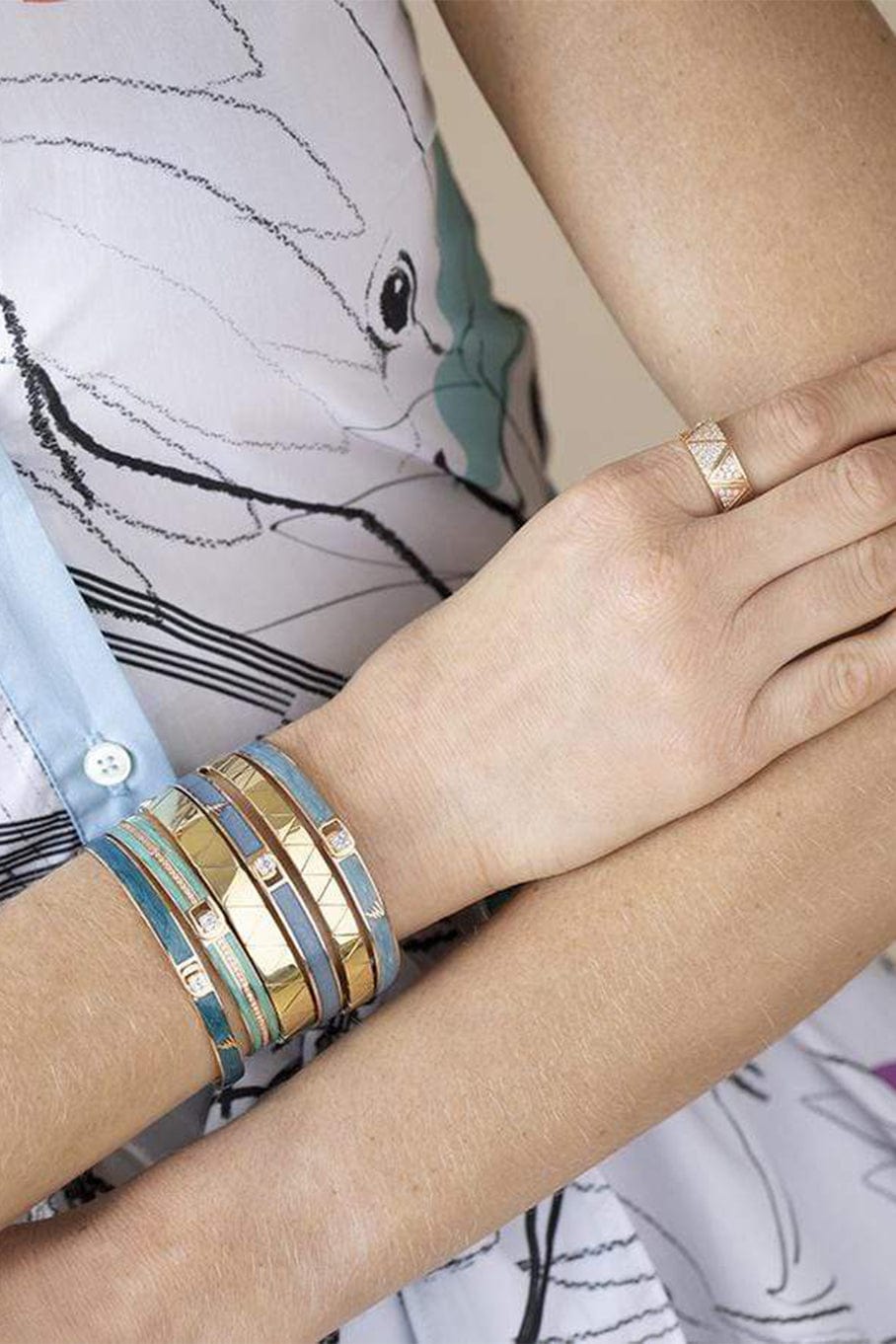 ALESSA JEWELRY-Enamel and Diamond Spectrum Bracelet-ROSE GOLD