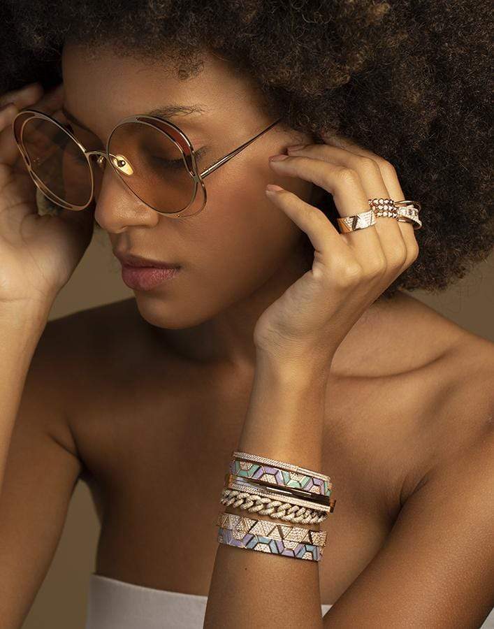 ALESSA JEWELRY-Elixir Paraiba and Amethyst Enaml Diamond Bracelet-ROSE GOLD