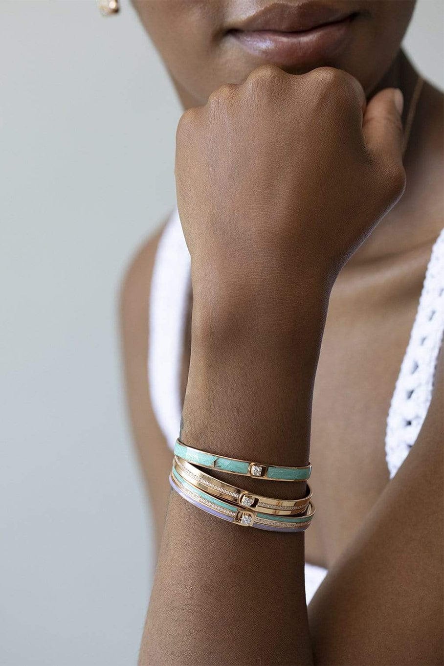 ALESSA JEWELRY-Spectrum Paraiba Enamel Bracelet-ROSE GOLD