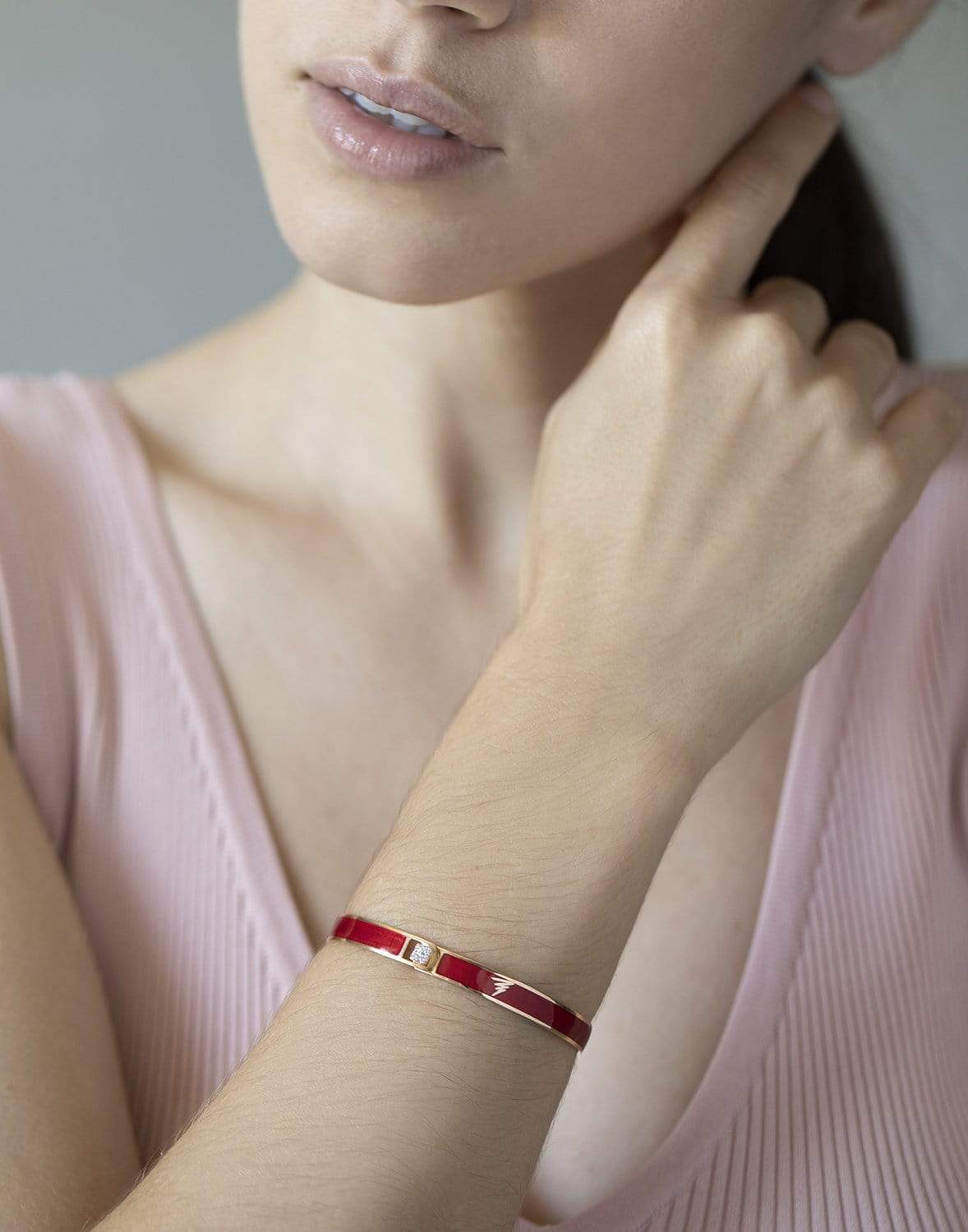 ALESSA JEWELRY-Spectrum Ruby Enamel Bracelet-ROSE GOLD