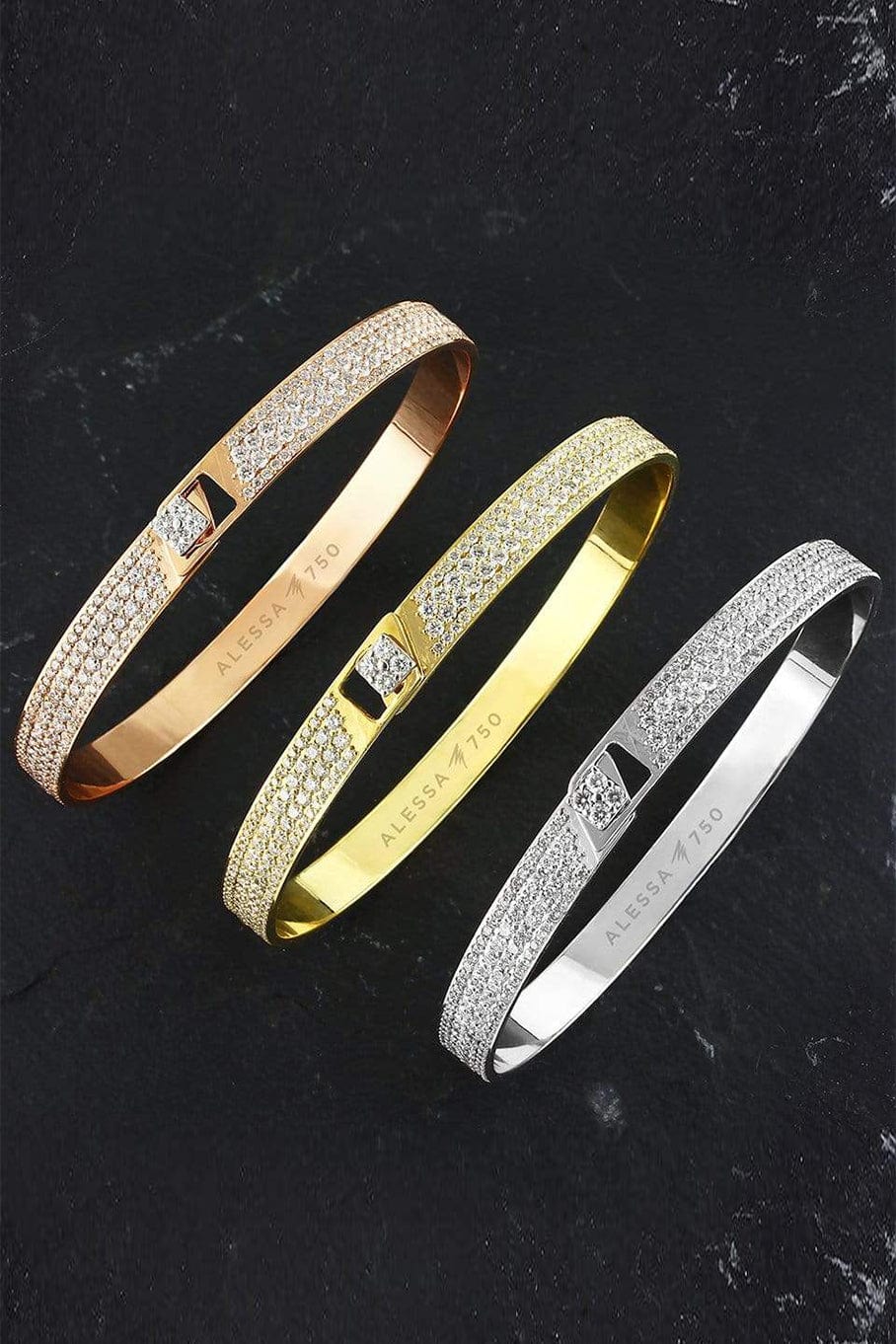 ALESSA JEWELRY-Spectrum Pave Diamond Bracelet-WHITE GOLD