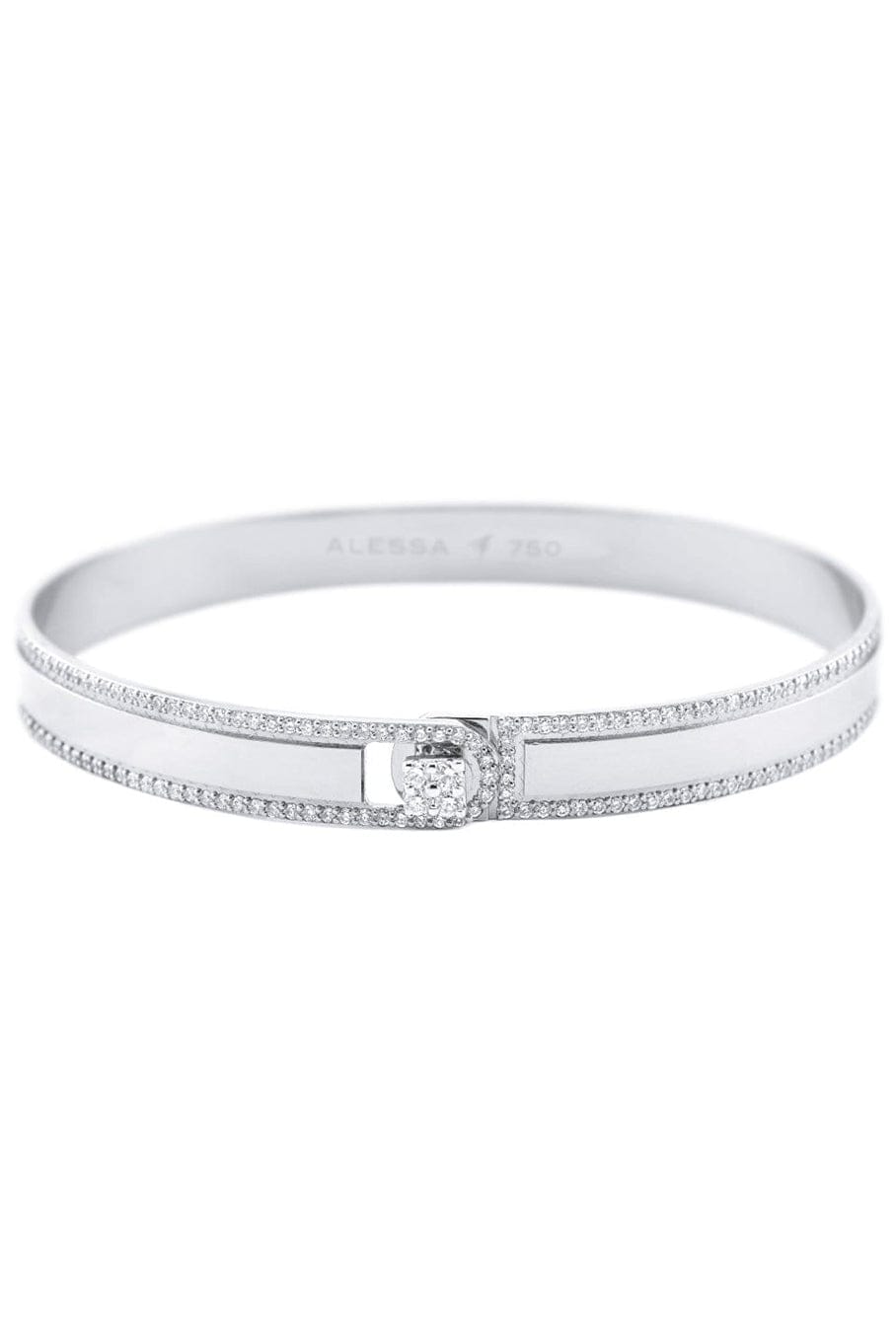 ALESSA JEWELRY-Spectrum Solid Border Diamond Bracelet-WHITE GOLD