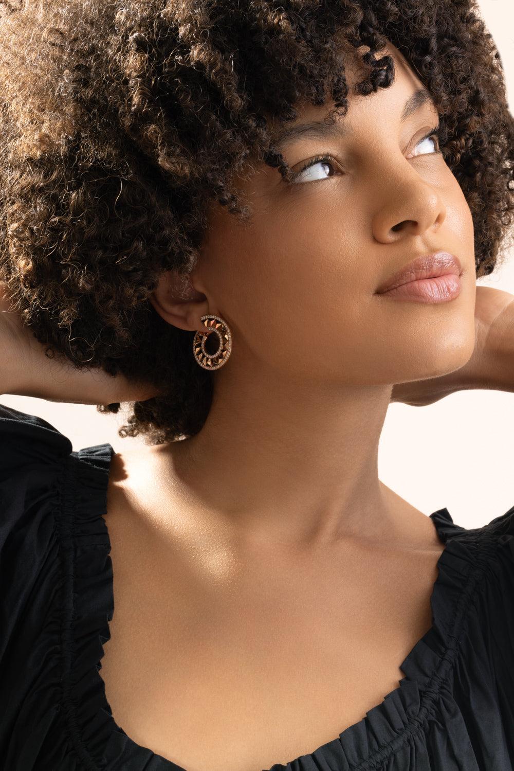 Diamond Force Hoop Earrings-ROSE GOLD-JEWELRYFINE JEWELEARRING-ALESSA JEWELRY