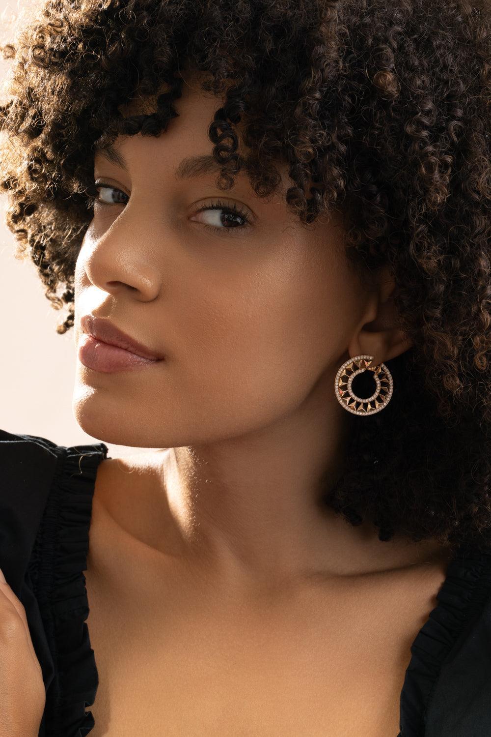 Diamond Force Hoop Earrings-ROSE GOLD-JEWELRYFINE JEWELEARRING-ALESSA JEWELRY