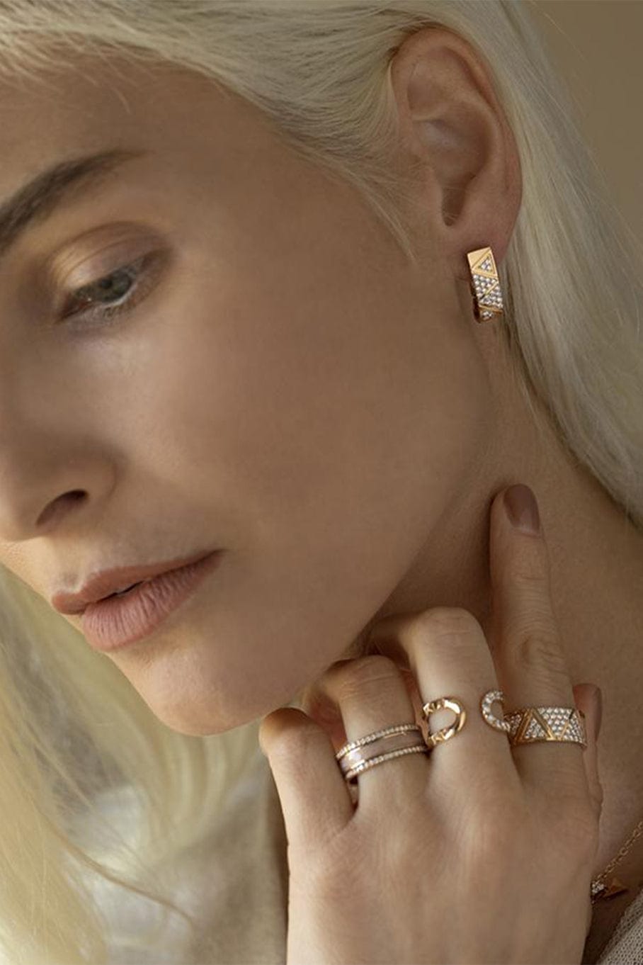 ALESSA JEWELRY-Elixir Continuity Pave Hoops-ROSE GOLD