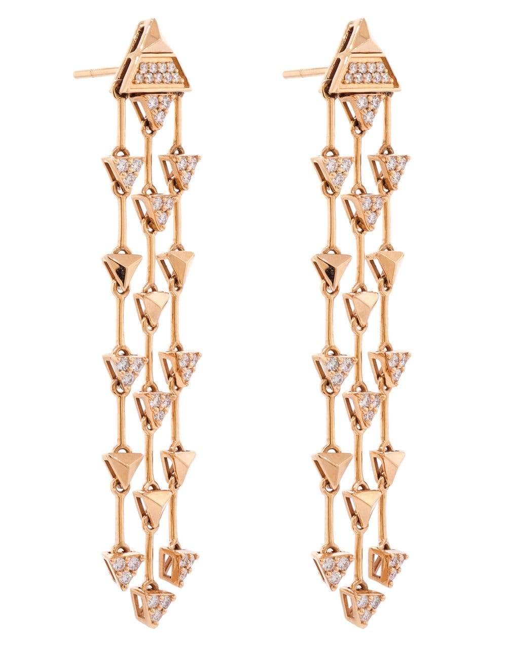 ALESSA JEWELRY-Eruption Trilogy Diamond Earrings-ROSE GOLD
