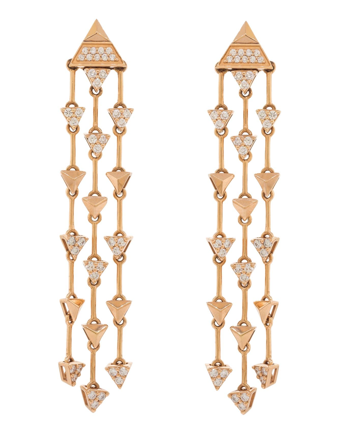 ALESSA JEWELRY-Eruption Trilogy Diamond Earrings-ROSE GOLD