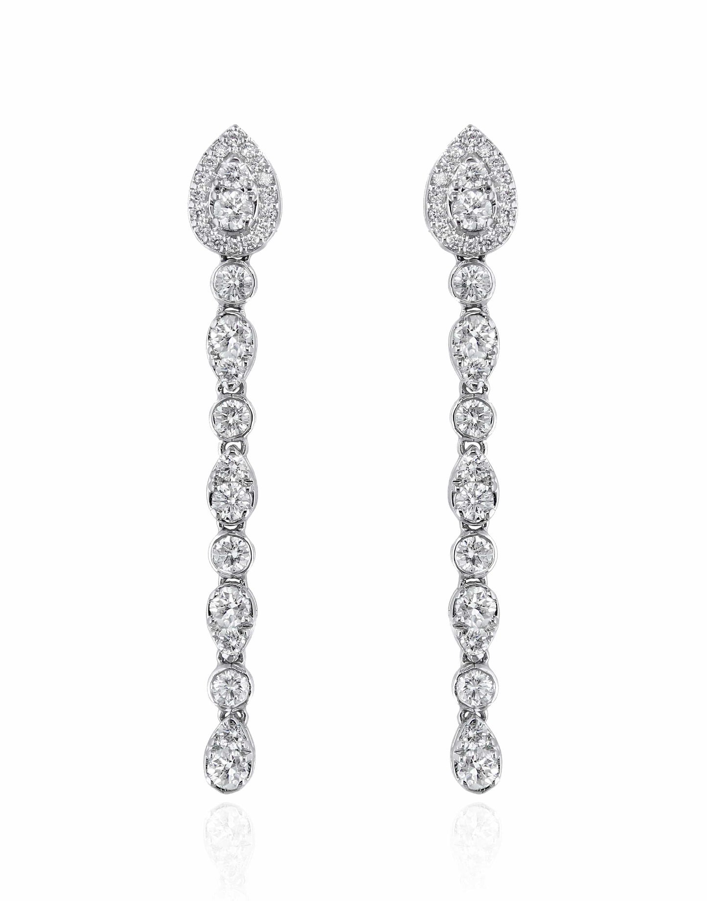 ALESSA JEWELRY-Streak Diamond Earrings-WHITE GOLD
