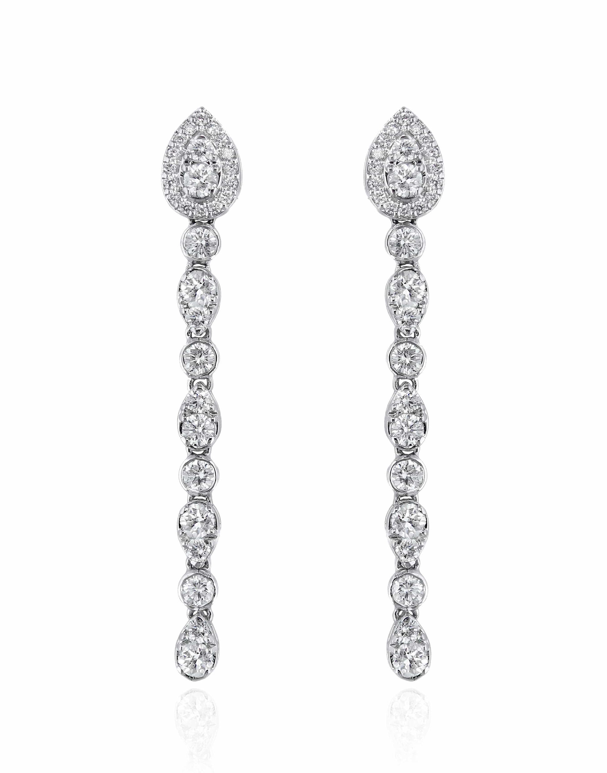 ALESSA JEWELRY-Streak Diamond Earrings-WHITE GOLD