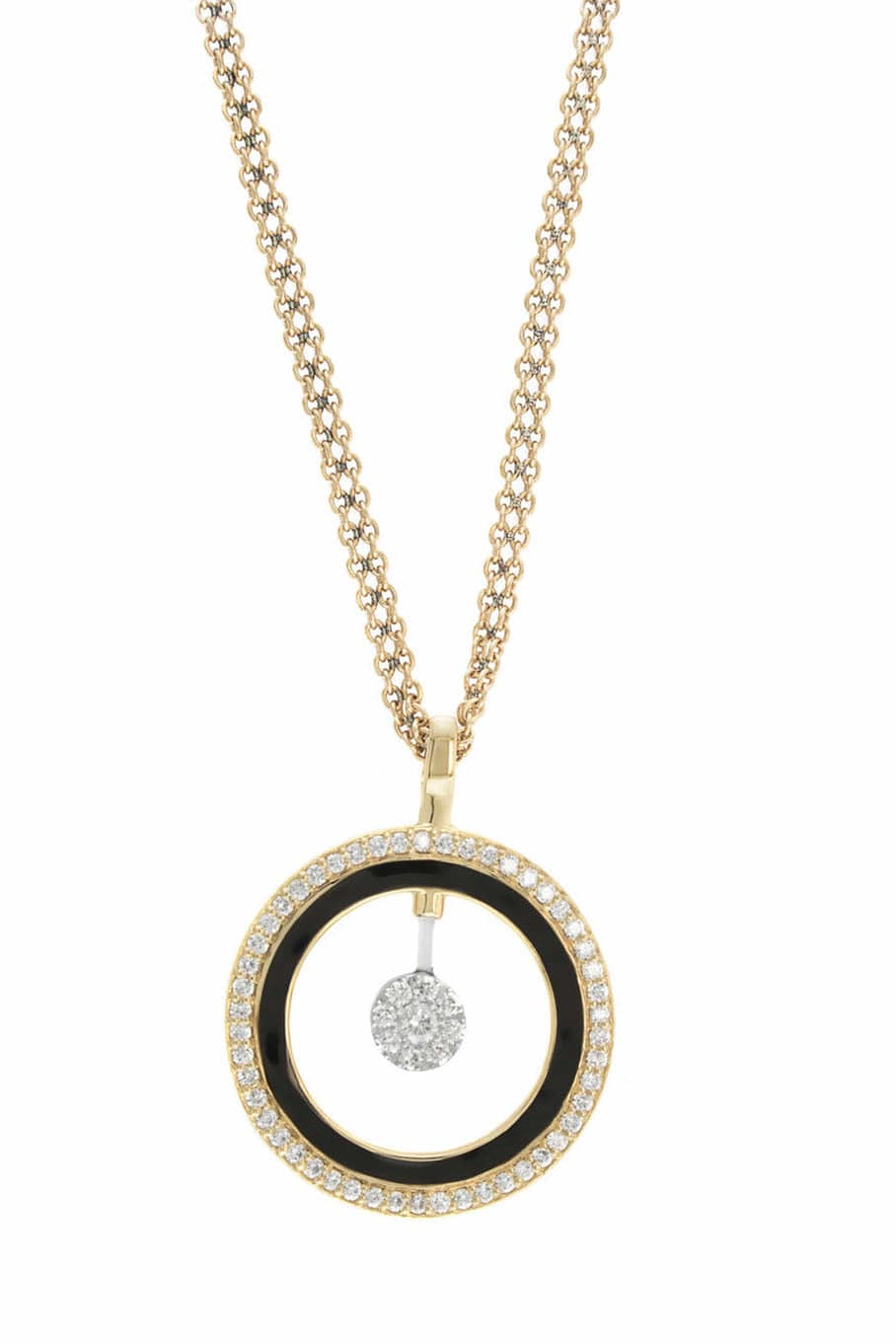 ALESSA JEWELRY-Circa Black Enamel & Diamond Pendant Necklace-ROSE GOLD