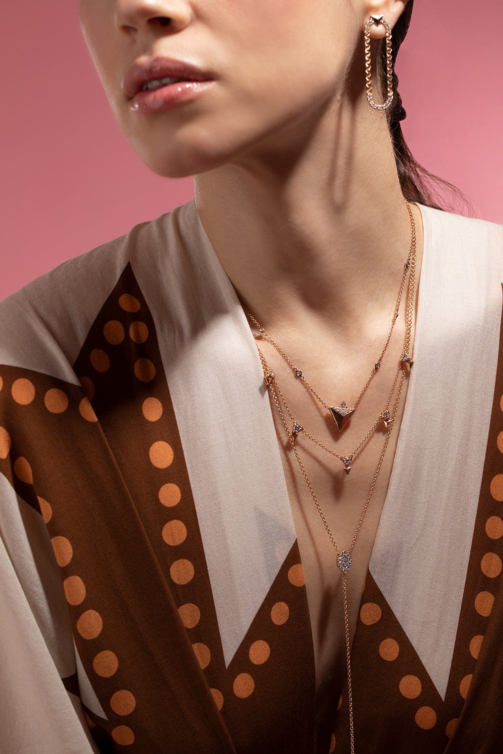 ALESSA JEWELRY-Rising Diamond Pendant Necklace-ROSE GOLD
