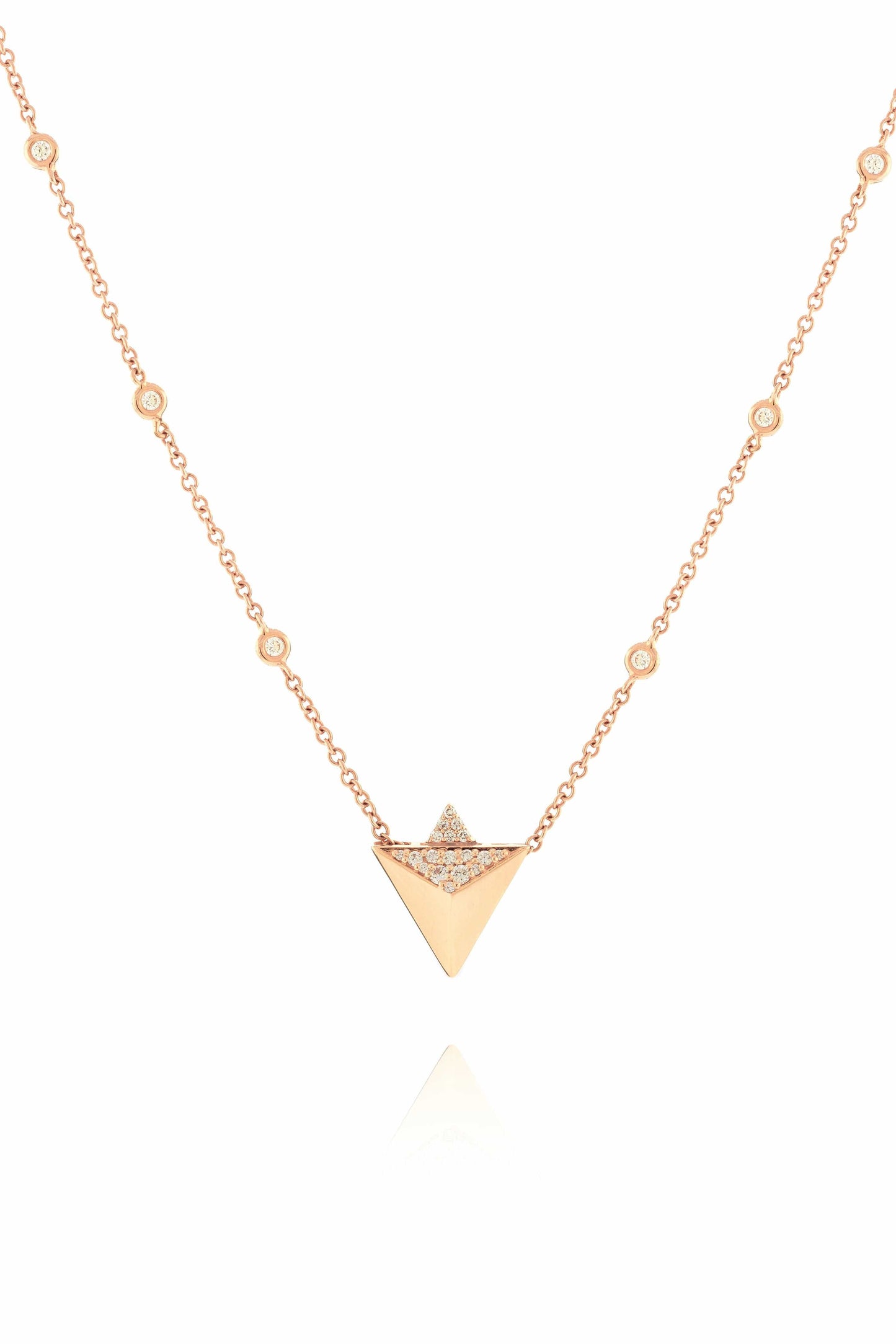 ALESSA JEWELRY-Rising Diamond Pendant Necklace-ROSE GOLD