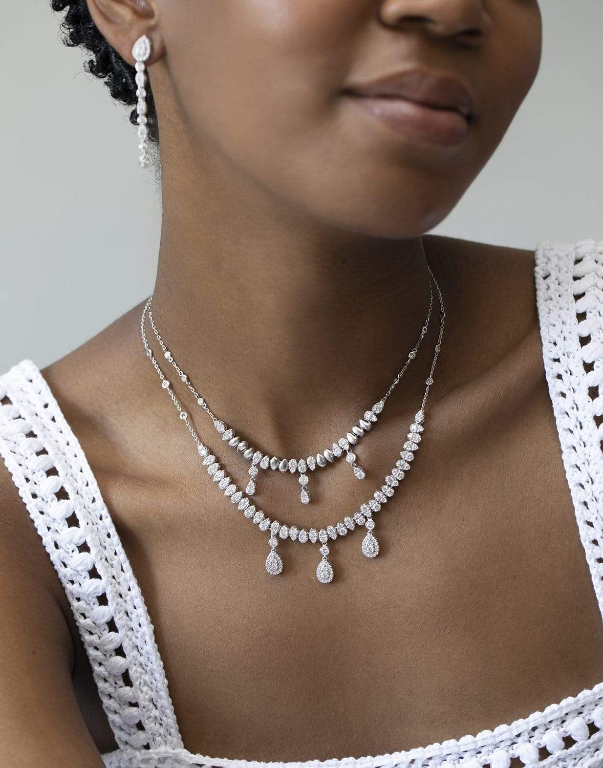 ALESSA JEWELRY-Streak Diamond Necklace-WHITE GOLD