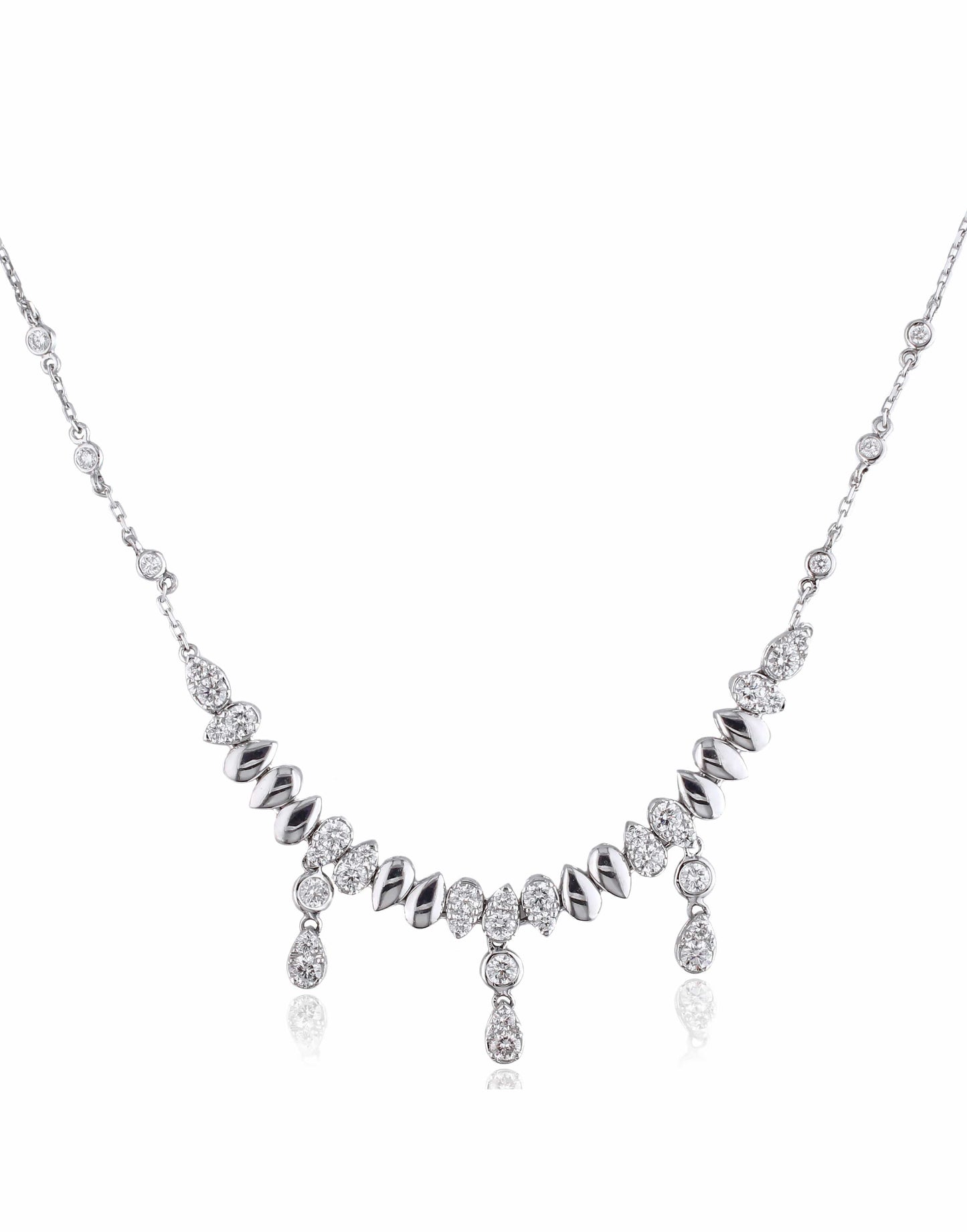 ALESSA JEWELRY-Streak Diamond Necklace-WHITE GOLD