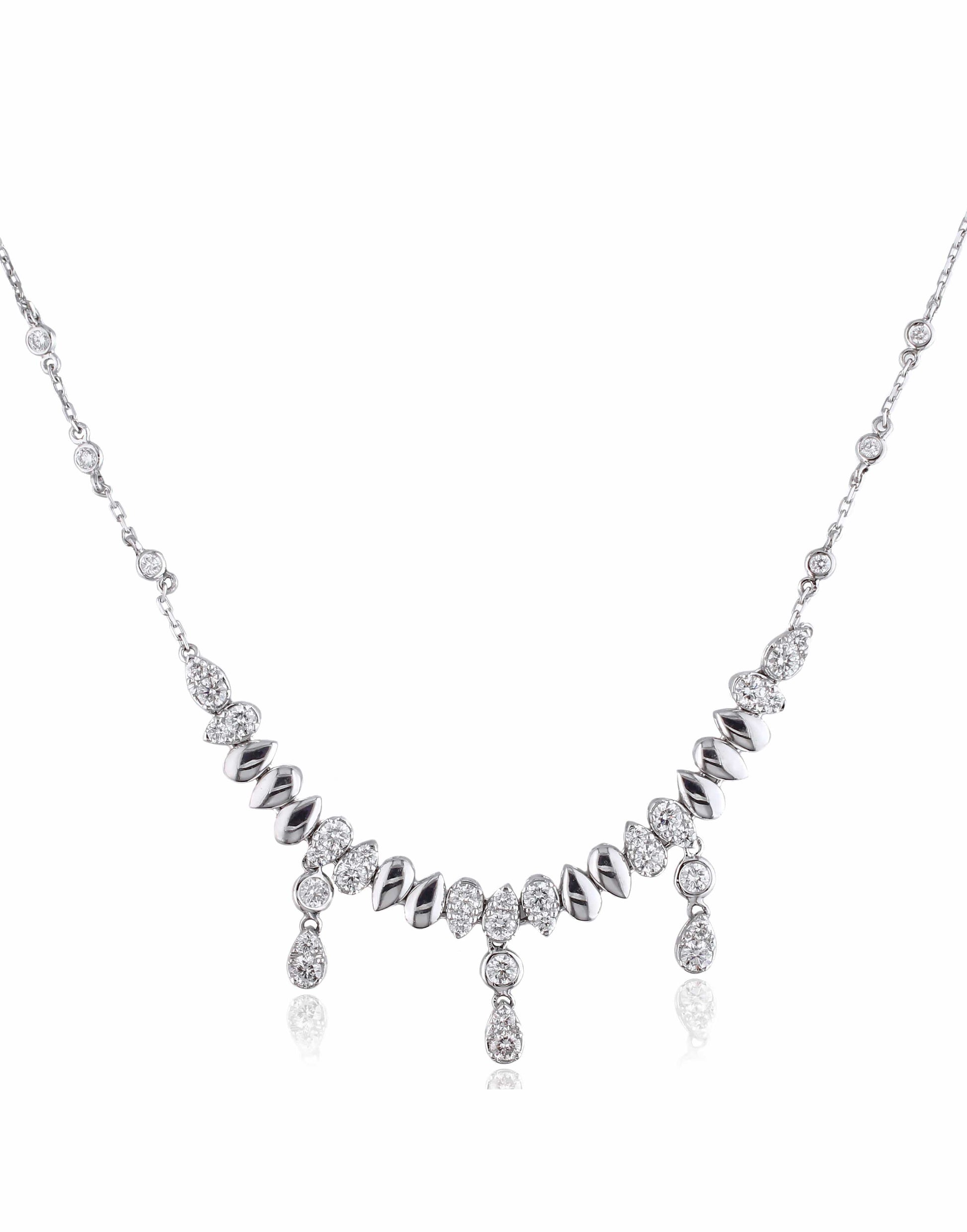 ALESSA JEWELRY-Streak Diamond Necklace-WHITE GOLD