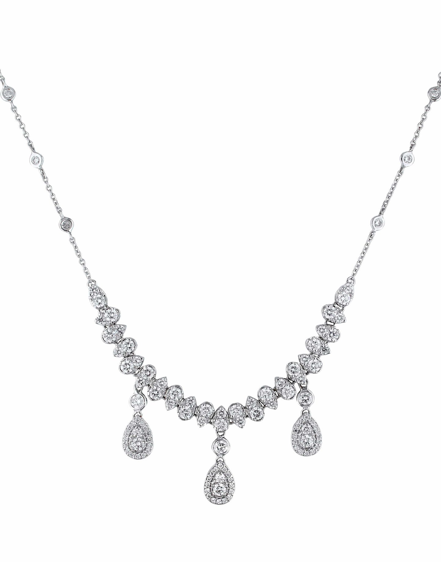 ALESSA JEWELRY-Streak Highlight Diamond Necklace-WHITE GOLD