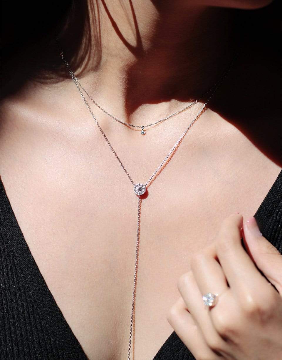 ALESSA JEWELRY-Momentum Diamond Drop Necklace-YELLOW GOLD