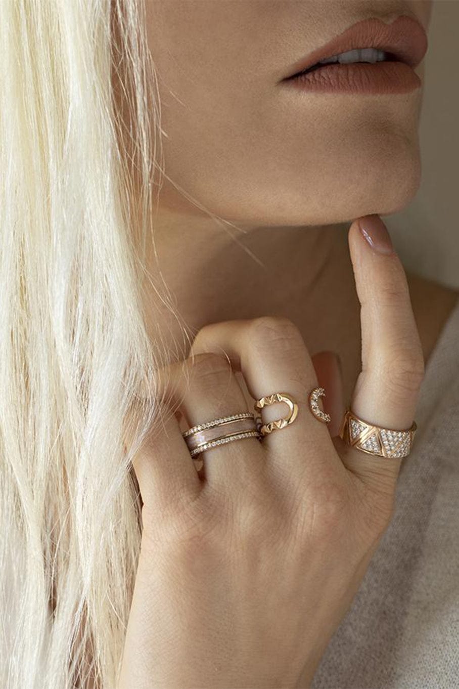 ALESSA JEWELRY-Eruption Pyramid Small Ring-ROSE GOLD