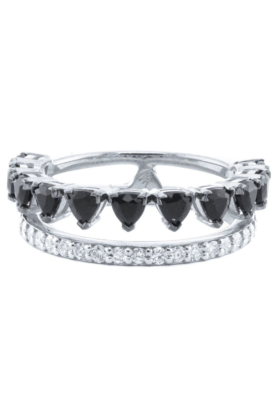 ALESSA JEWELRY-Spear Black and White Diamond Ring-WHITE GOLD