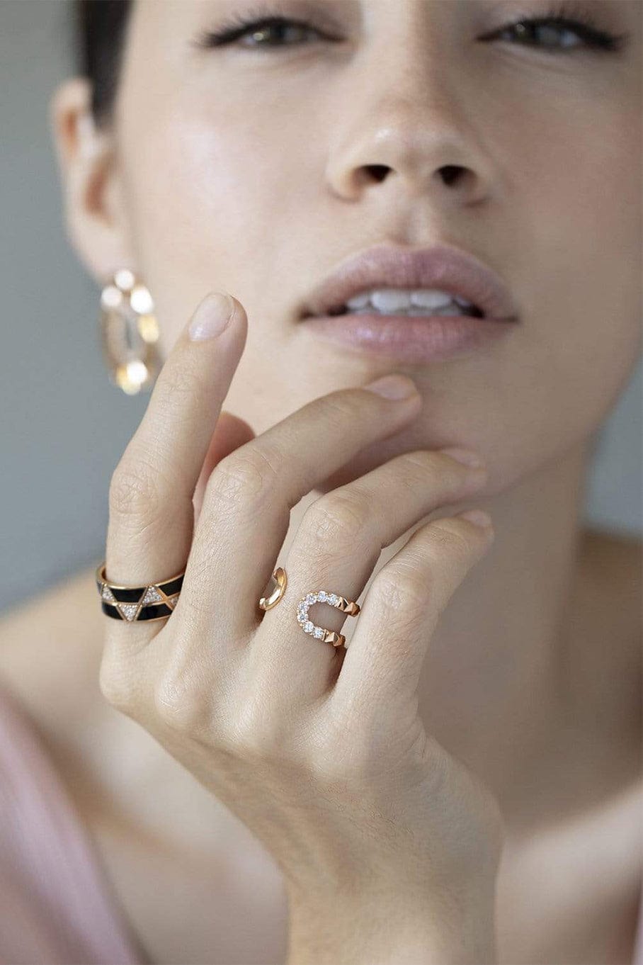 ALESSA JEWELRY-Black Enamel & Diamond Elixir Ring-YELLOW GOLD