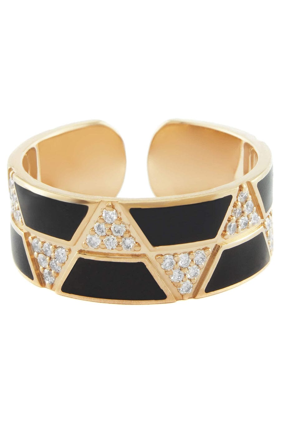 ALESSA JEWELRY-Black Enamel & Diamond Elixir Ring-YELLOW GOLD