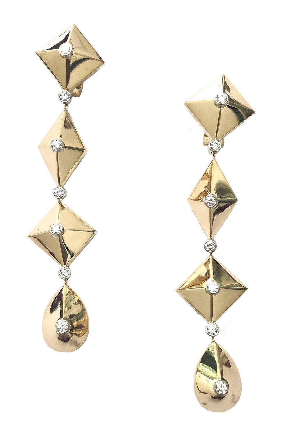 Diamond Piramide Linea Earrings-YELLOW GOLD-JEWELRYFINE JEWELEARRING-ALETTO BROTHERS