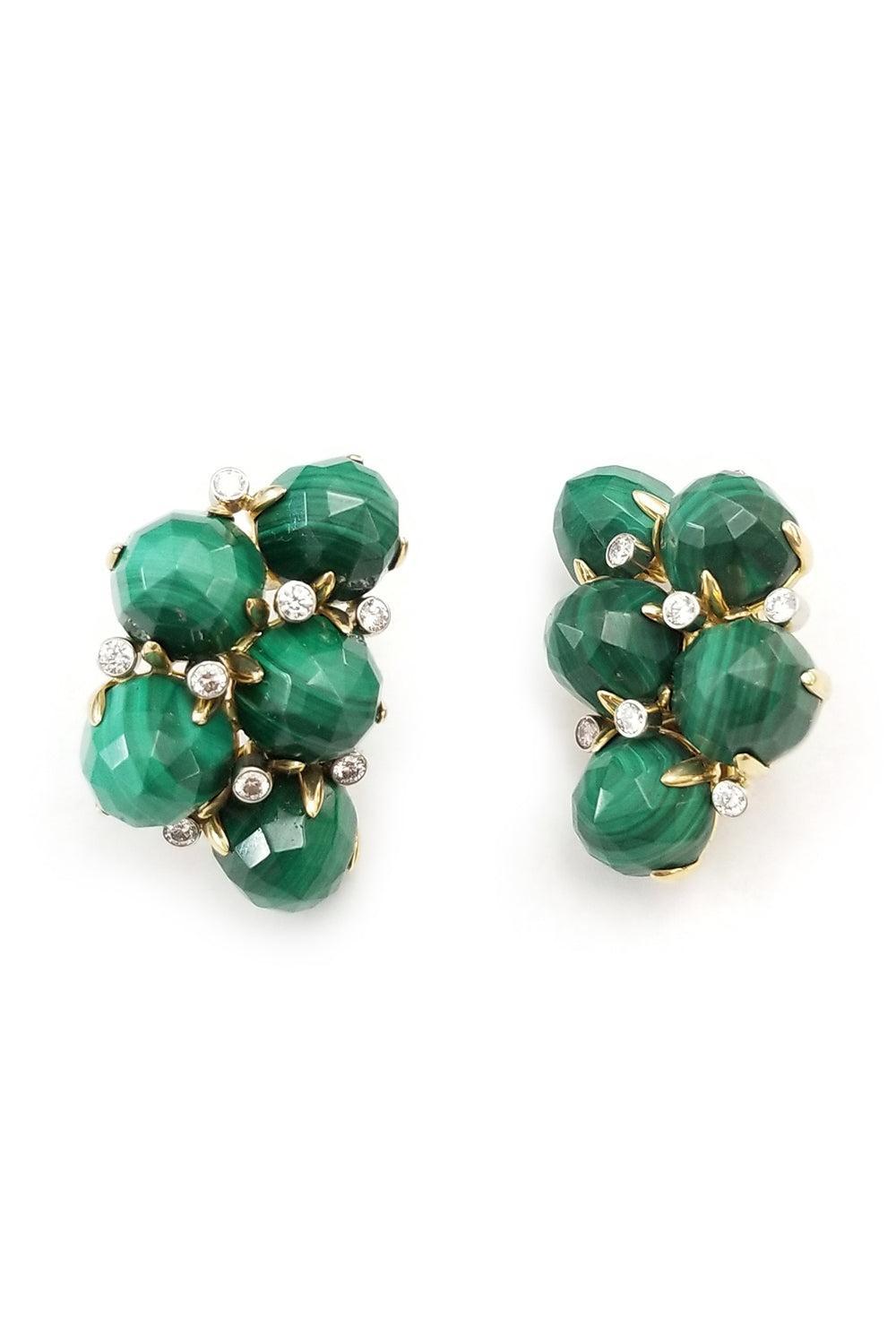 Malachite Diamond Orba Earrings-YELLOW GOLD-JEWELRYFINE JEWELEARRING-ALETTO BROS.