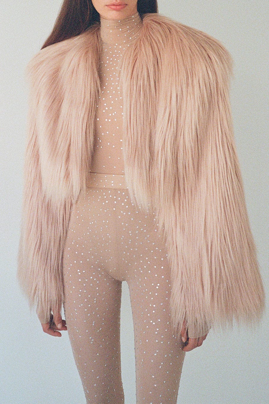 ALEX PERRY-Hutton Fur Cropped Jacket-