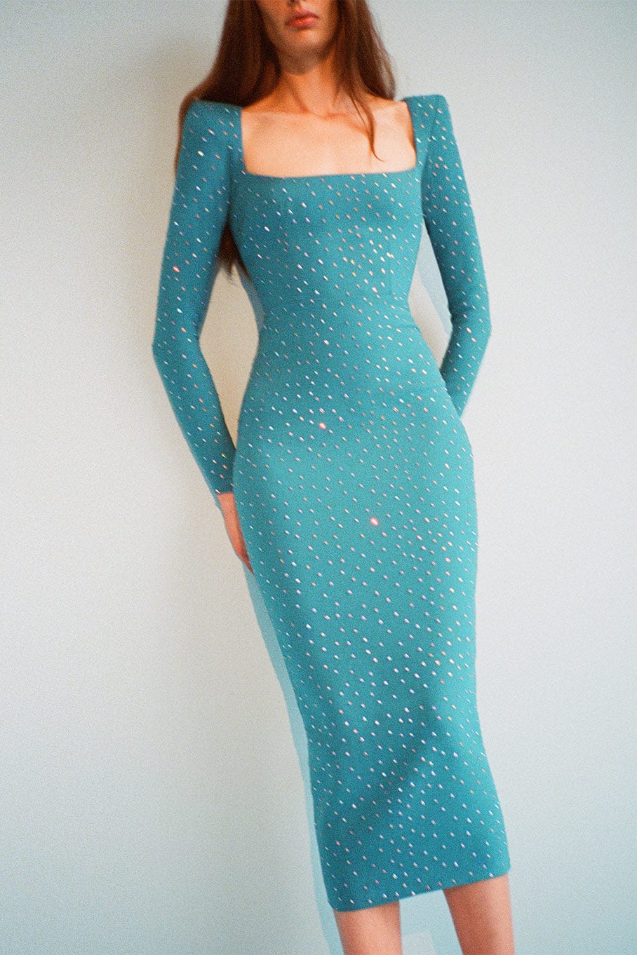 ALEX PERRY-Tiernan Scoop Neck Long Sleeve Dress-