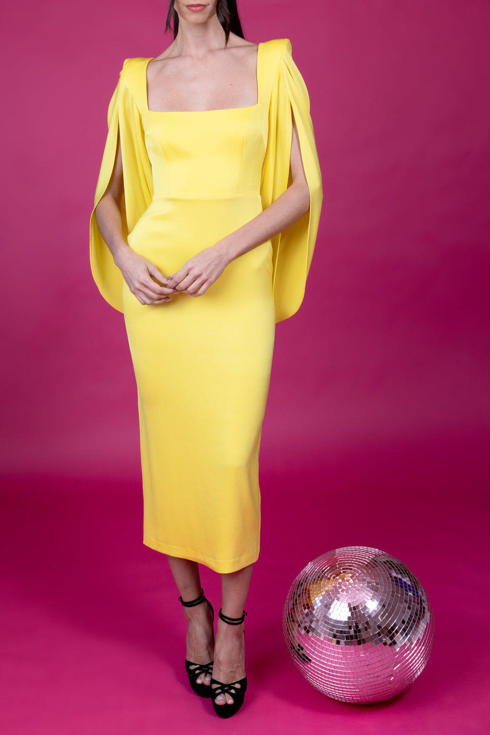 ALEX PERRY-Portrait Cape Dress-