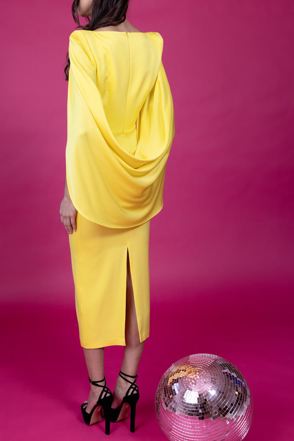 ALEX PERRY-Portrait Cape Dress-
