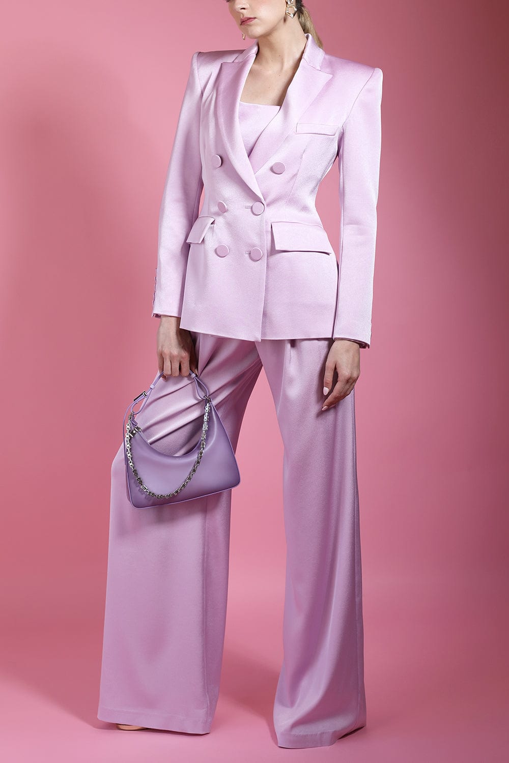 ALEX PERRY-Arlington Satin Fitted Blazer-