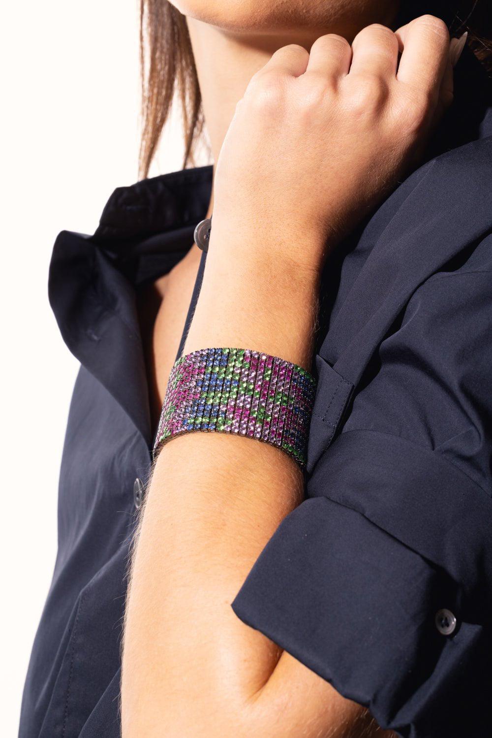 ALEXANDER LAUT-Ruby Sapphire Wide Bracelet-BLACK GOLD