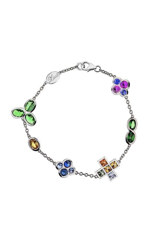 ALEXANDER LAUT-Multi Sapphire Diamond Mix Shape Bracelet-WHITE GOLD