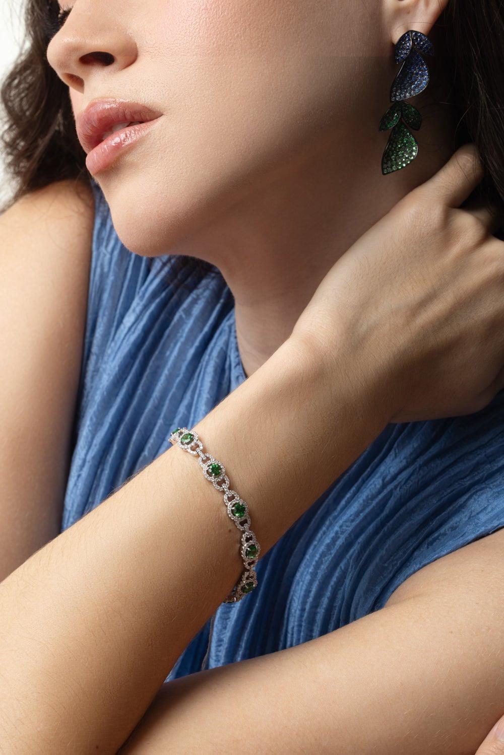 ALEXANDER LAUT-Tsavorite Diamond Bracelet-WHITE GOLD