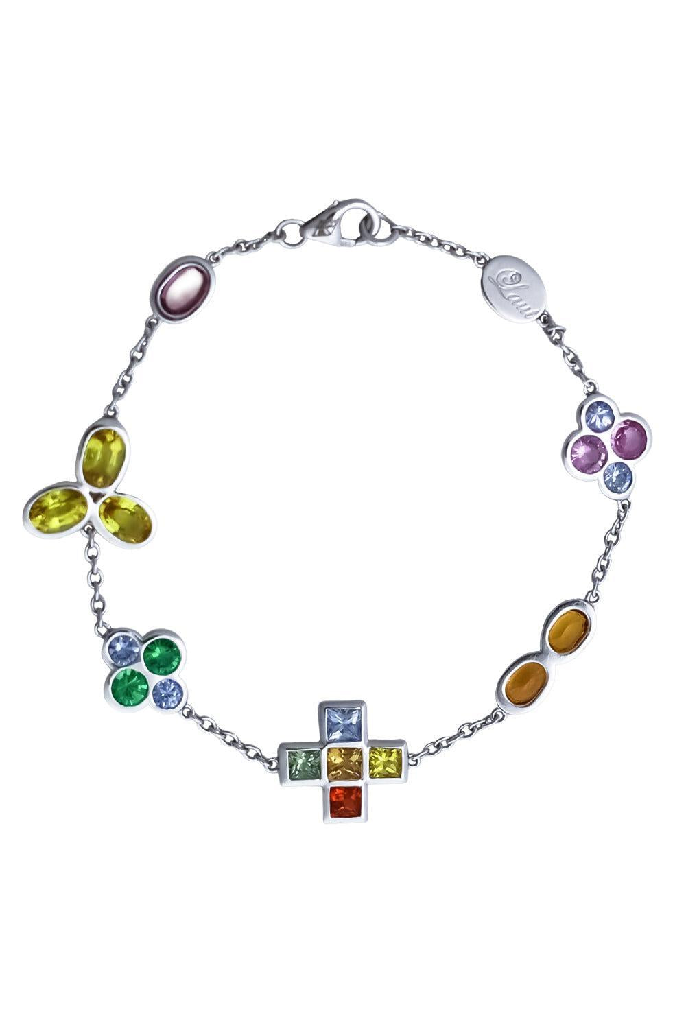 Sapphire Diamond Charm Bracelet-WHITE GOLD-JEWELRYFINE JEWELBRACELET O-ALEXANDER LAUT