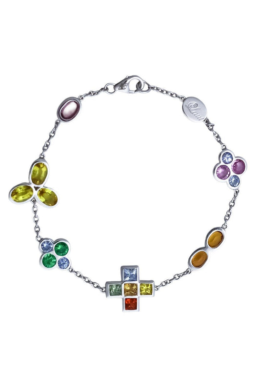 Sapphire Diamond Charm Bracelet-WHITE GOLD-JEWELRYFINE JEWELBRACELET O-ALEXANDER LAUT