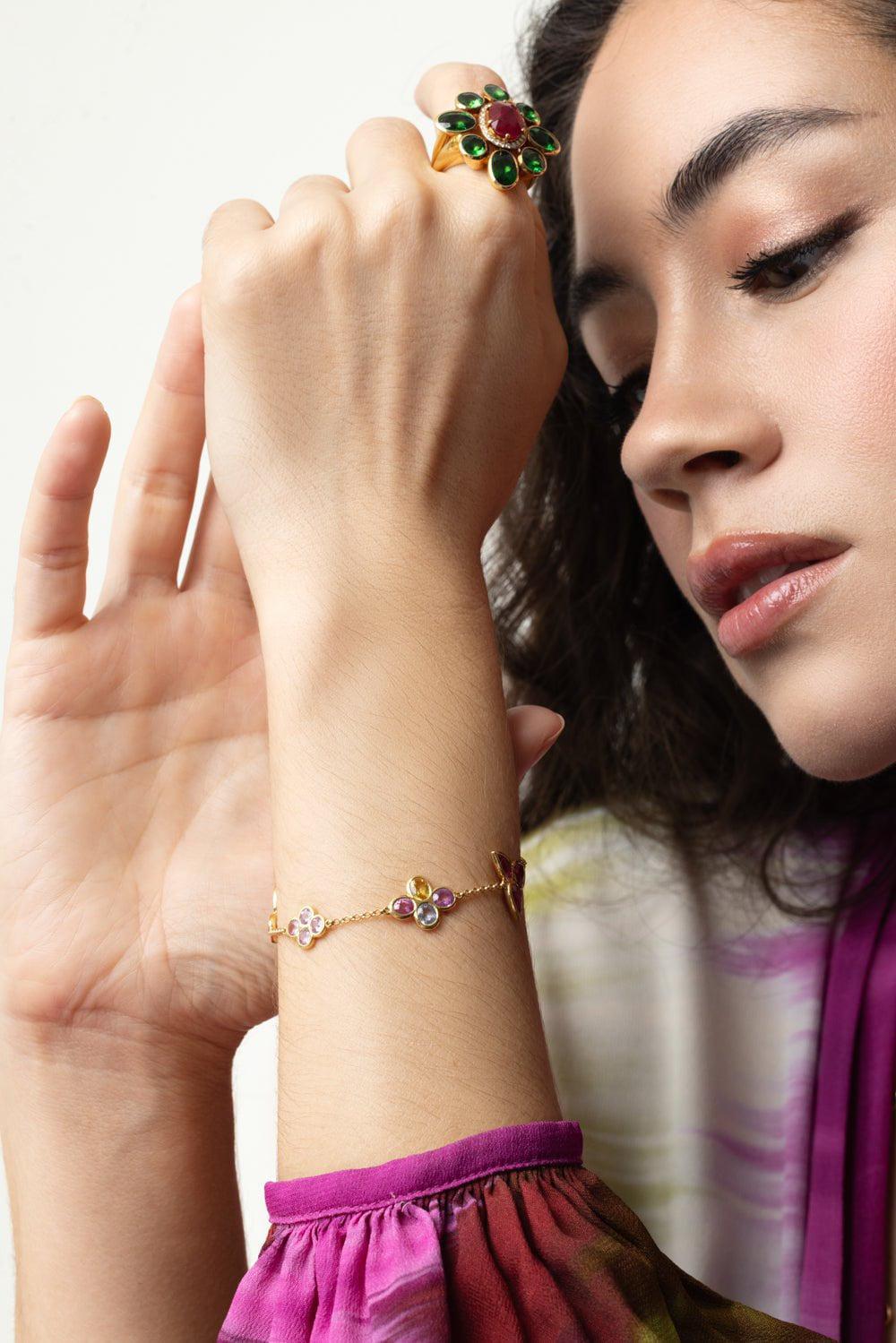 ALEXANDER LAUT-Multi Sapphire Mix Shape Bracelet-YELLOW GOLD