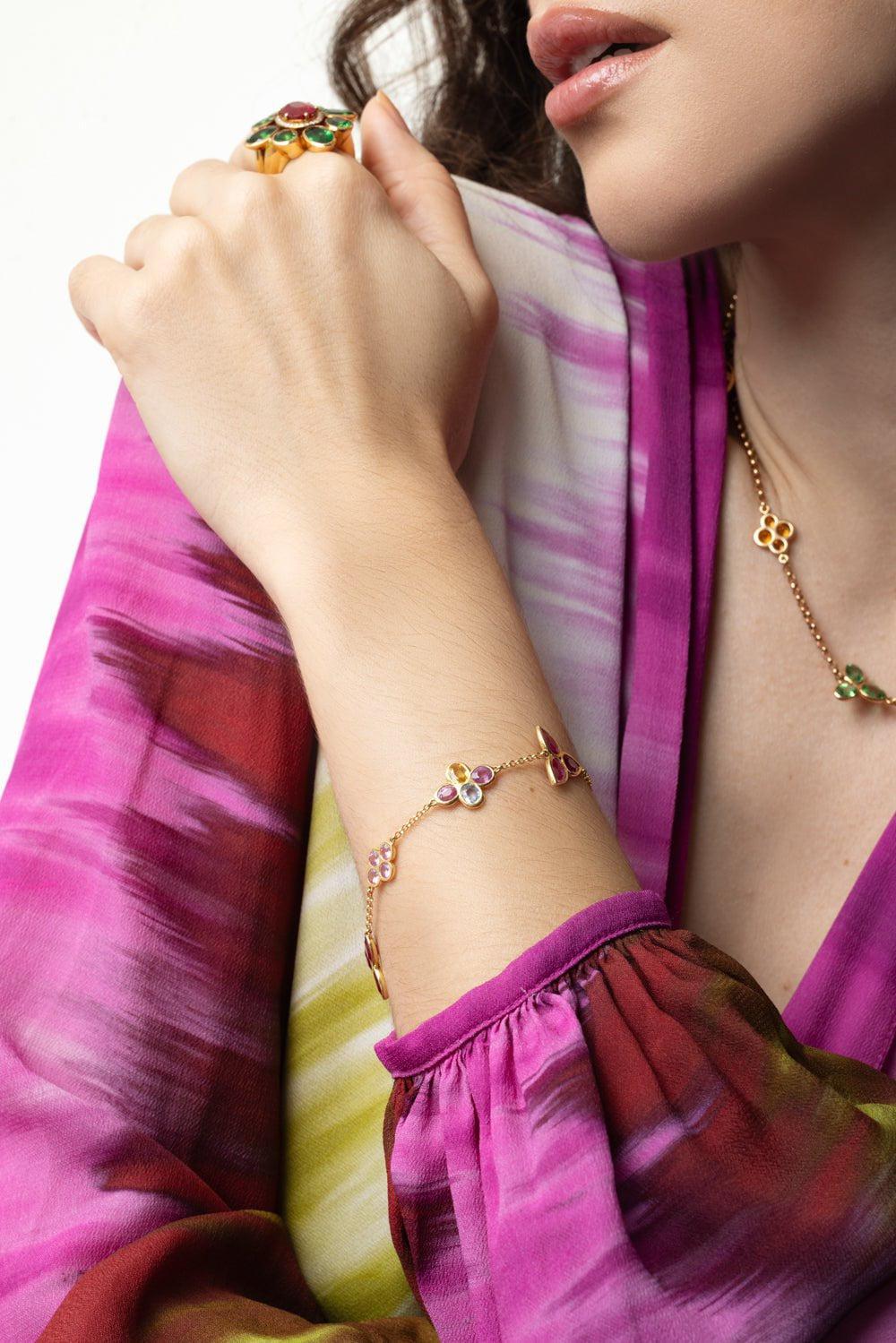 ALEXANDER LAUT-Multi Sapphire Mix Shape Bracelet-YELLOW GOLD