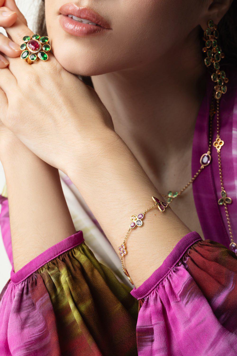 ALEXANDER LAUT-Multi Sapphire Mix Shape Bracelet-YELLOW GOLD